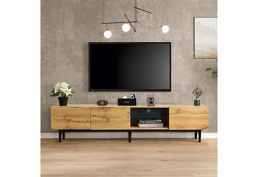 Odikalo TV-Schrank TV Board Holzmaserung 7 Farben LED 3 Türen 4 Fächer 175x günstig online kaufen
