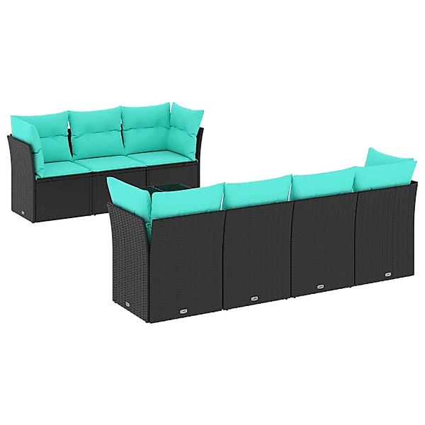 vidaXL 8-Tlg Garten-Sofagarnitur mit Kissen Schwarz Poly Rattan 3217277 günstig online kaufen