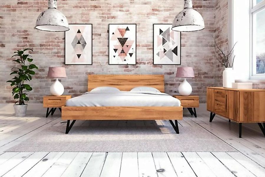 Natur24 Einzelbett Bett Rolo 2 in 100x200cm Kernbuche massiv mit Holzkopfte günstig online kaufen