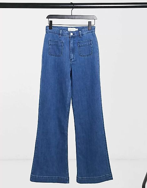 & Other Stories – Ausgestellte Jeans aus Bio-Baumwolle in Blau günstig online kaufen