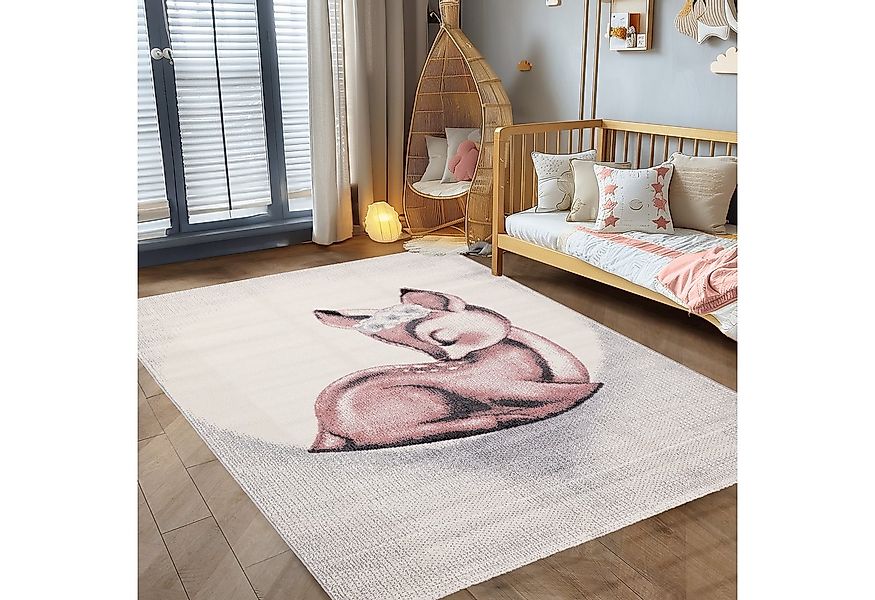 Carpettex Kinderteppich Rehkitz Design, Rund, Höhe: 10 mm, Teppich Kinderzi günstig online kaufen