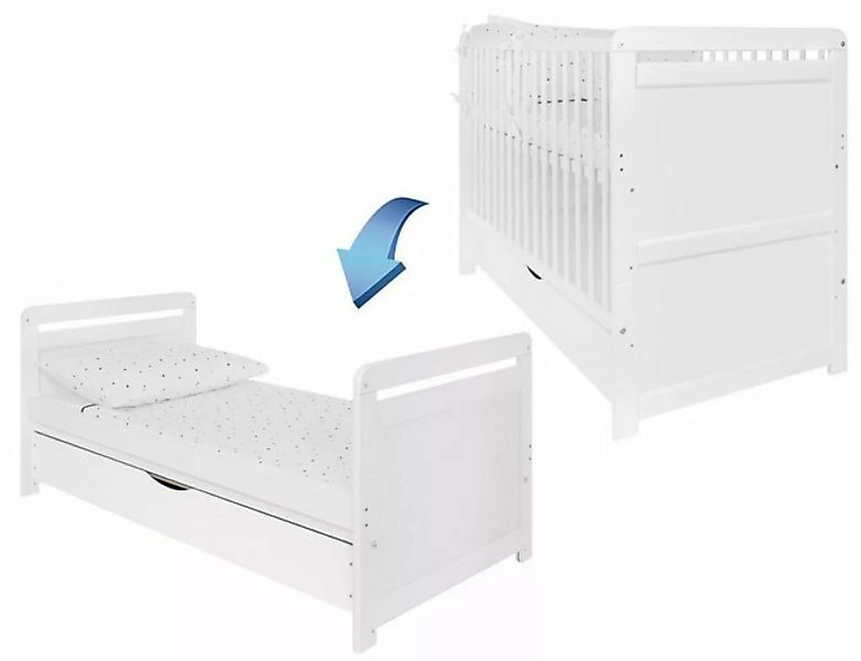 iGLOBAL Babybett Gitterbett 2 in 1 umbaubar zum Kinderbett 120x60 cm aus Ki günstig online kaufen