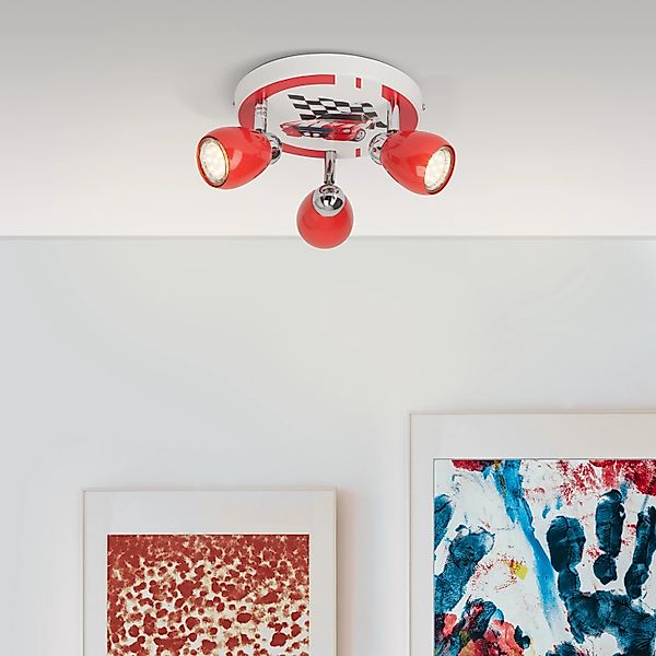 LED Deckenleuchte Racing in Rot und Weiß 3x 3W 900lm GU10 3-flammig günstig online kaufen