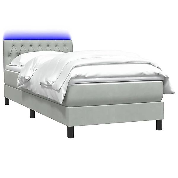 vidaXL Boxspringbett mit Matratze & LED Hellgrau 80x210 cm Samt 3317145 günstig online kaufen