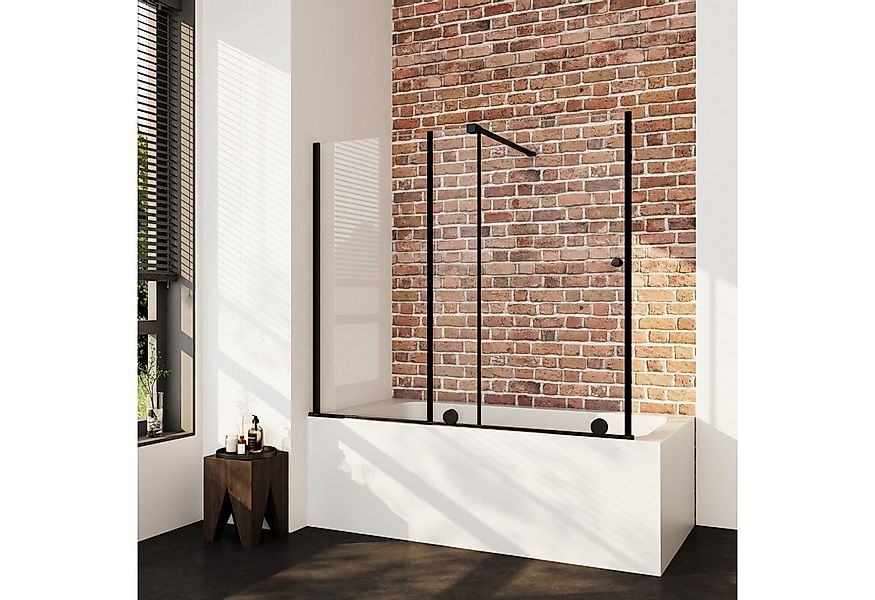 Boromal Duschwand Glas Badewanne Badewannenaufsatz Schiebetür Schwarz Desig günstig online kaufen