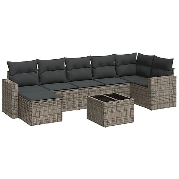 vidaXL 8-Tlg Garten-Sofagarnitur mit Kissen Grau Poly Rattan 3251627 günstig online kaufen