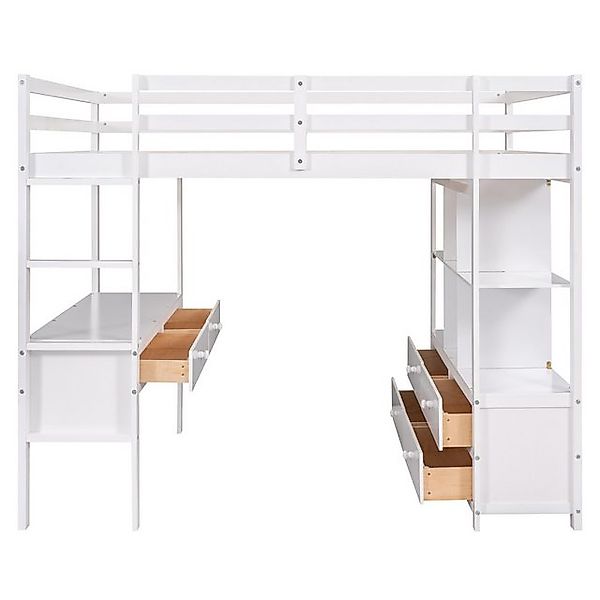Gotagee Kinderbett Hochbett 140x200cm Holzbett Jugendbett mit Unterbettschr günstig online kaufen
