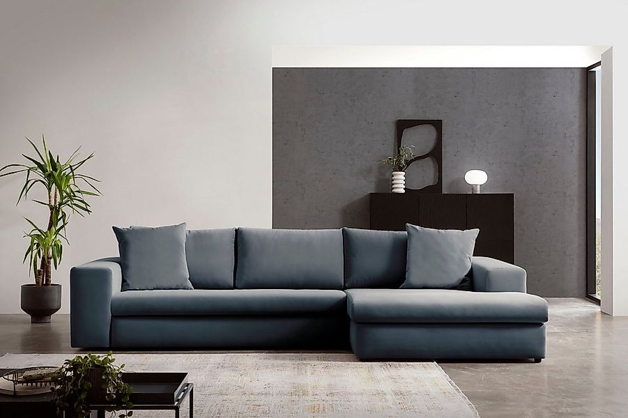 andas Ecksofa SLEETLAND XXL in Samtvelours oder Vintage-Leder-Optik, L-Form günstig online kaufen
