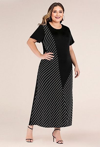 SEGUEN Strandkleid Gestreiftes Patchwork-Kleid für Damen in großen Größen ( günstig online kaufen