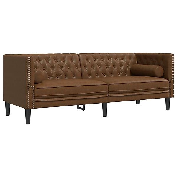 vidaXL Sofa Chesterfield-Sofa 3-Sitzer Braun Kunstleder günstig online kaufen