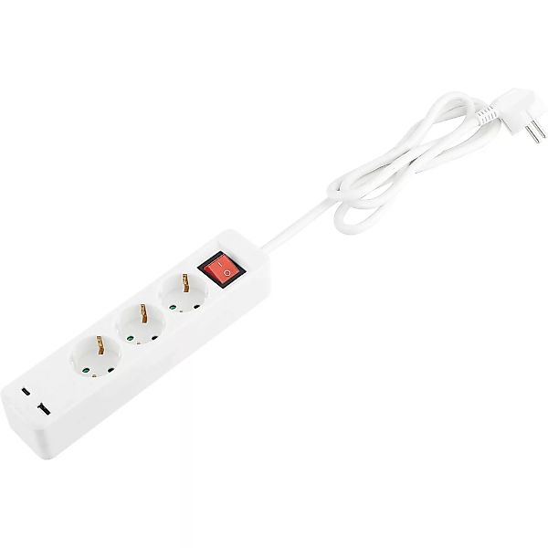 Steckdosenleiste 3-fach und 2 x USB Weiß 1,4 m günstig online kaufen