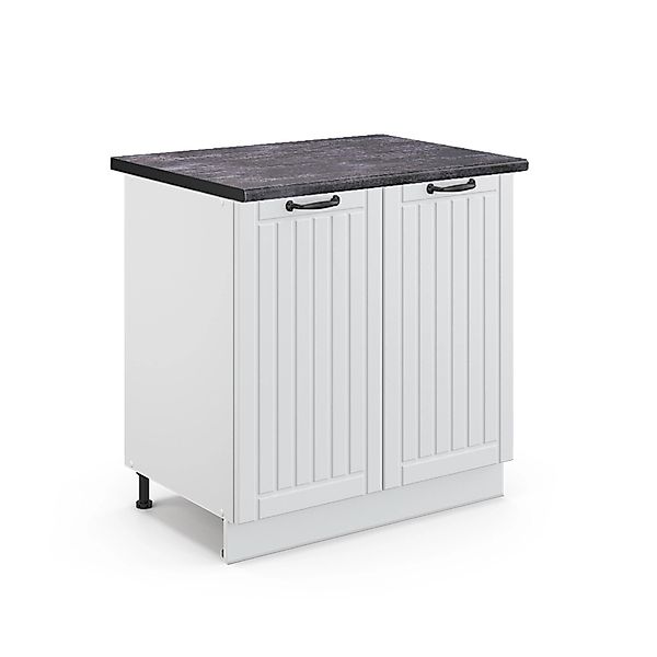 Vicco Spülenunterschrank Fame-Line Weiß Landhaus/Weiß 80 cm mit Regal AP An günstig online kaufen
