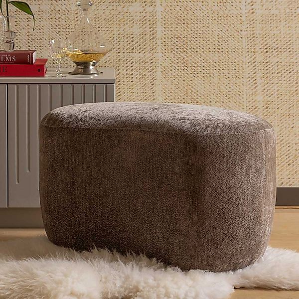 Sitzhocker Polsterhocker in Taupe aus Chenillegewebe günstig online kaufen