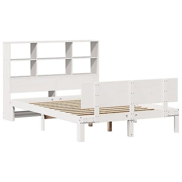 vidaXL Bett Massivholzbett mit Regal ohne Matratze Weiß 120x200 cm Kiefer günstig online kaufen