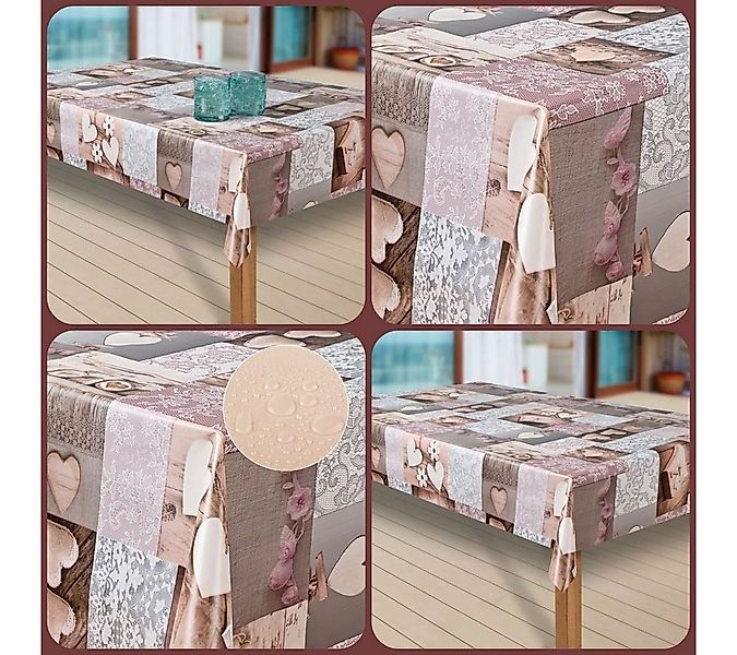 laro Tischdecke Wachstuch-Tischdecken Abwaschbar Herzen rosa rechteckig günstig online kaufen