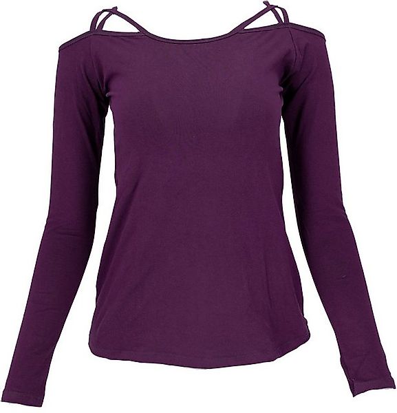 Guru-Shop Longsleeve Goa Shirt, Boho Shirt - plum alternative Bekleidung günstig online kaufen