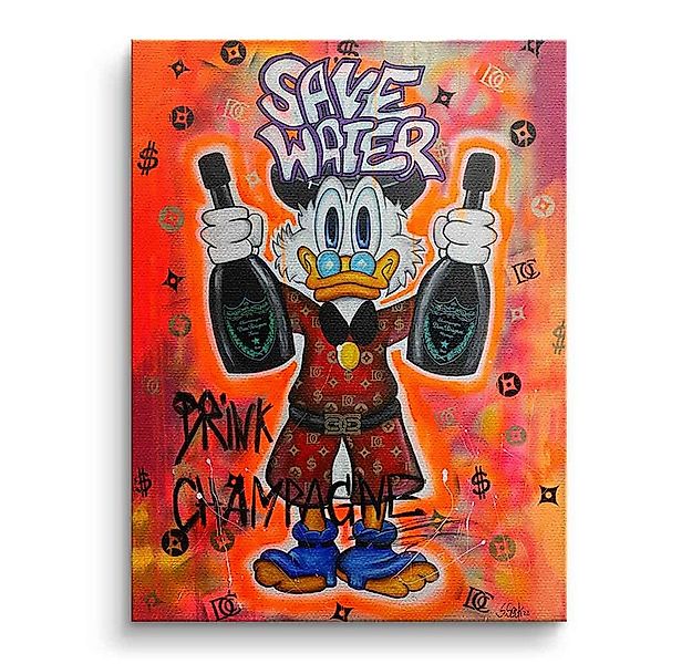DOTCOMCANVAS® Leinwandbild Save Water Drink Champagne - Wandbild, Duck Pop günstig online kaufen