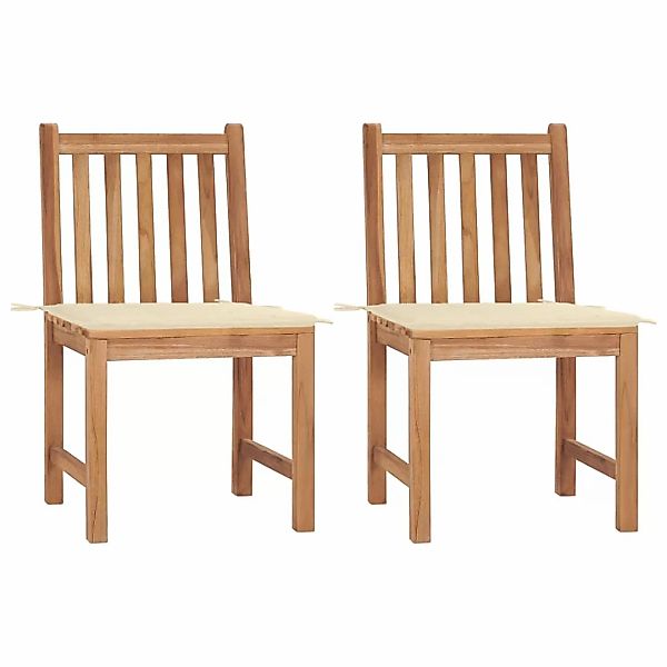 Gartenstühle 2 Stk. Mit Kissen Massivholz Teak günstig online kaufen