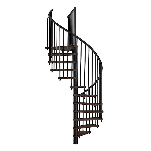 Minka Spindeltreppe Spiral Effect Ø 160 cm Walnuss Schwarz Raumhöhe bis 305 günstig online kaufen