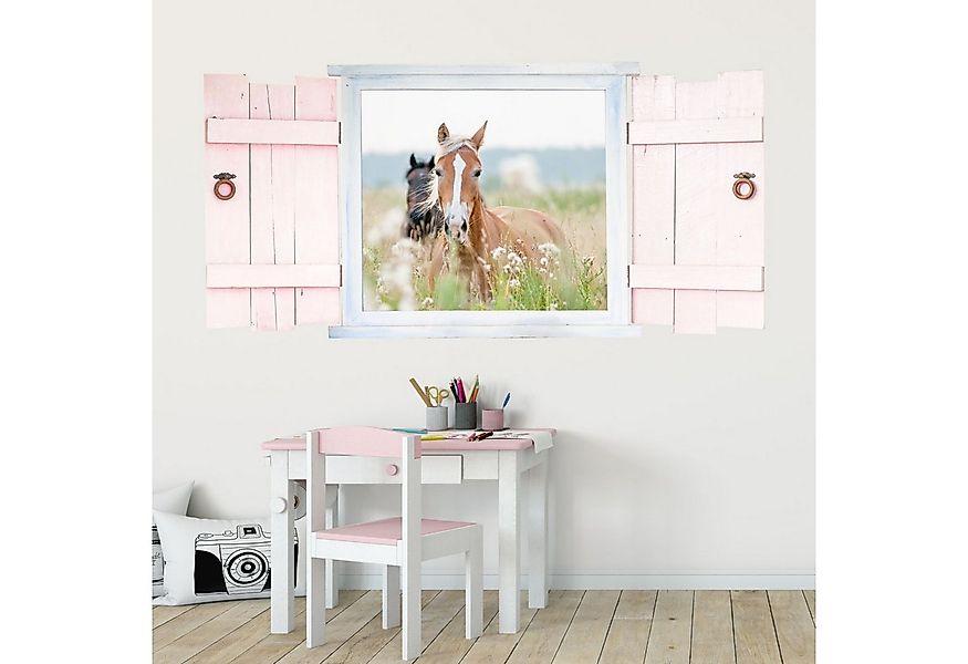 nikima Wandtattoo 023 Wandtattoo Pferde im Fenster - 500 x 250 mm (PVC-Foli günstig online kaufen