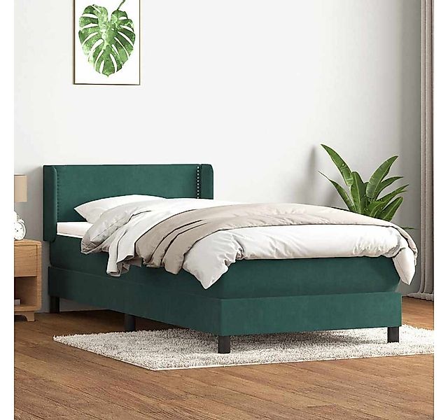 vidaXL Boxspringbett, Boxspringbett mit Matratze Dunkelgrün 100x210 cm Samt günstig online kaufen