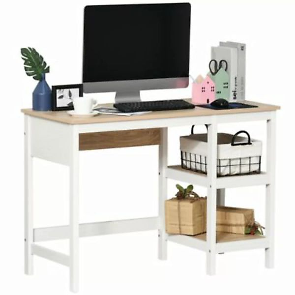 HOMCOM 2-in-1 Schreibtisch mit 2 Fächern braun/weiß günstig online kaufen