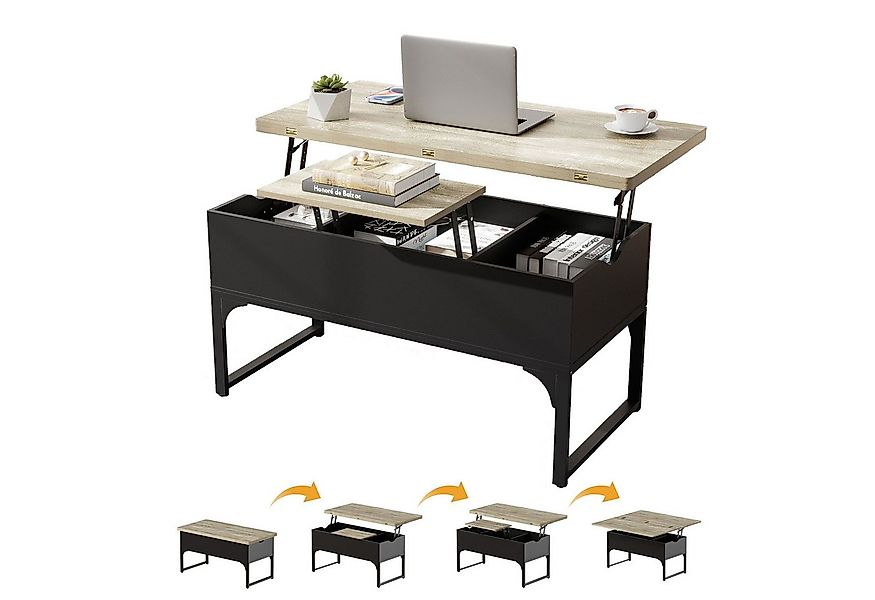 TWSOUL Couchtisch Höhenverstellbarer Couchtisch mit Stauraum – Liftfunktion günstig online kaufen