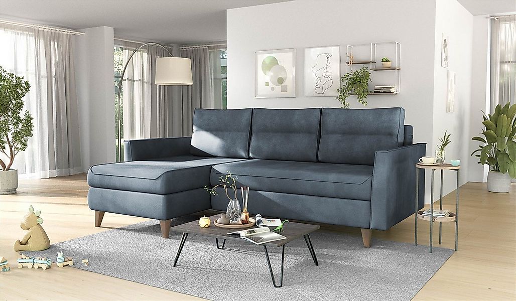 Hygger Möbelhaus Ecksofa „Loki“ mit Bettfunktion, 2 Bettkästen & Taschenfed günstig online kaufen