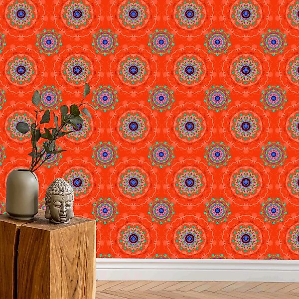 Fototapete Oranges Mandala Muster - Rolle günstig online kaufen