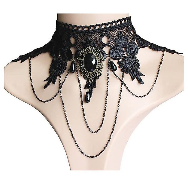 Coonoor Textilband Gothic Schwarz Sexy Spitze Kragen Quaste Choker Halskett günstig online kaufen