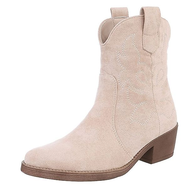 Ital-Design Elegante Cowboy-Stiefel aus Kunstleder mit Blockabsatz Westerns günstig online kaufen