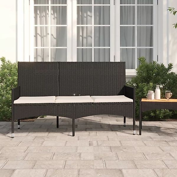 Vidaxl Gartenbank 3-sitzer Mit Kissen Schwarz Poly Rattan günstig online kaufen