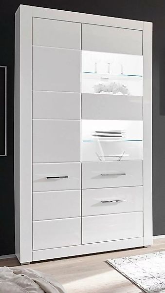 Furn.Design Stauraumvitrine Carrara (Vitrinenschrank in weiß 3-türig, 100 x günstig online kaufen