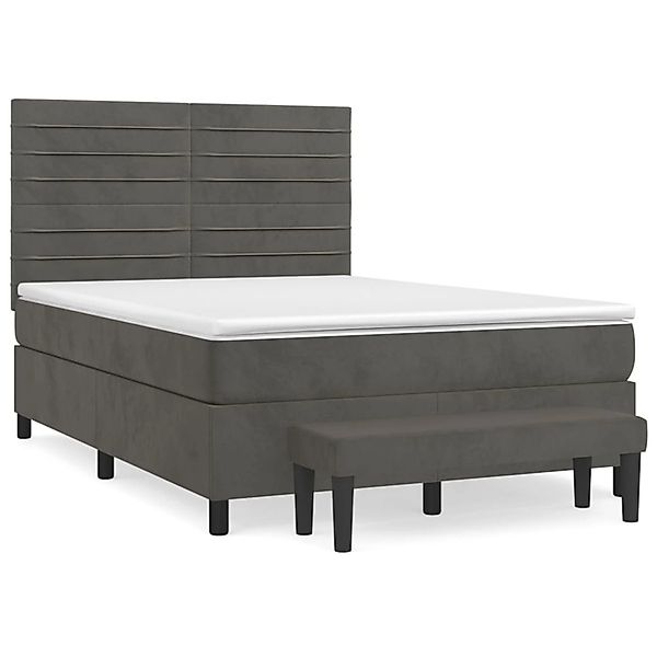 vidaXL Boxspringbett mit Matratze Dunkelgrau 140x200 cm Samt1350801 günstig online kaufen