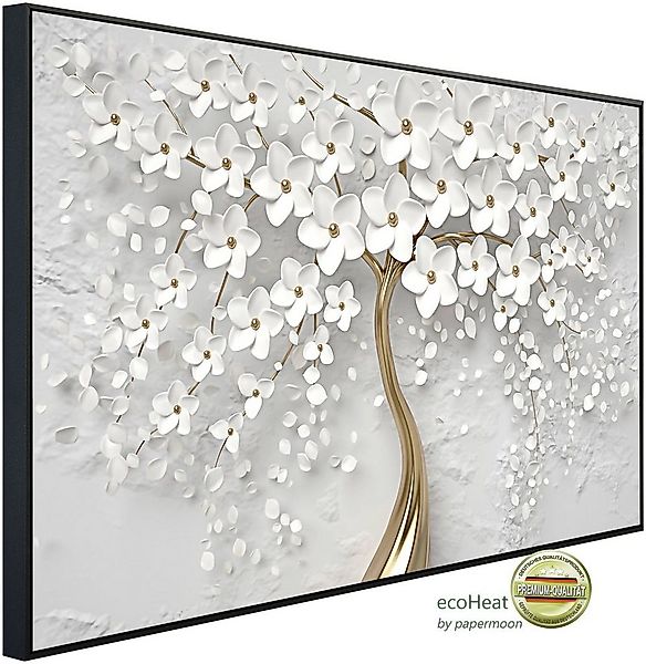 Papermoon Infrarotheizung Blumen weiß gold, sehr angenehme Strahlungswärme günstig online kaufen