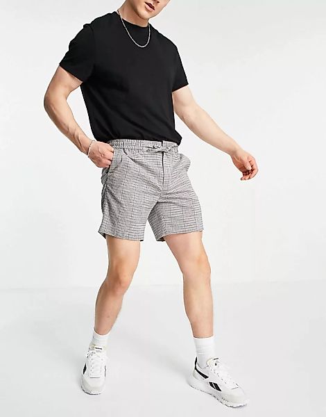 Topman – Karierte Shorts mit engem Schnitt und kleinem Hahnentrittmuster in günstig online kaufen