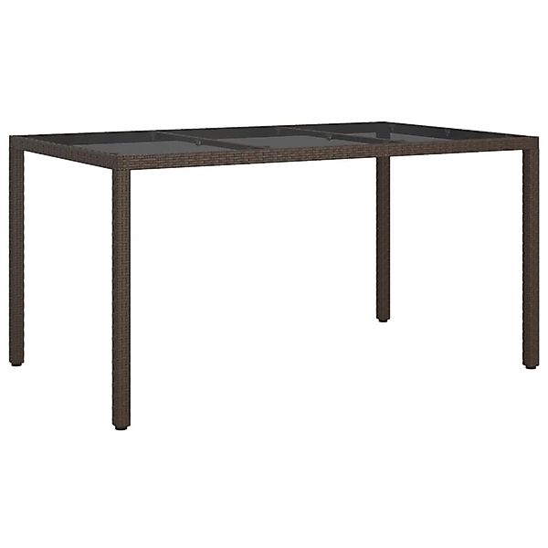 vidaXL Gartentisch 150x90x75 cm Gehärtetes Glas Poly Rattan Braun 316704 günstig online kaufen