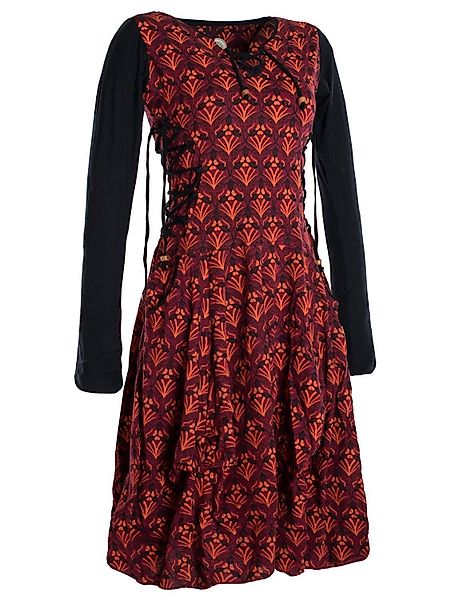 Vishes Jerseykleid Jersey-Kleid Blumenkleid Schnürung V-Ausschnitt günstig online kaufen