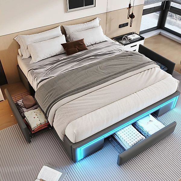 BlingBin Bettgestell Polsterbett Doppelbett Stauraumbett, ohne günstig online kaufen