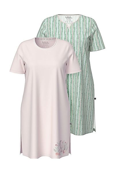 Ulla Popken Bigshirt Bigshirts 2er-Pack Streifen/Hase Rundhals Halbarm günstig online kaufen