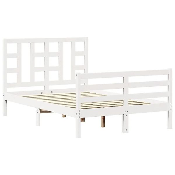 vidaXL Massivholzbett mit Kopfteil Weiß 3193892 günstig online kaufen