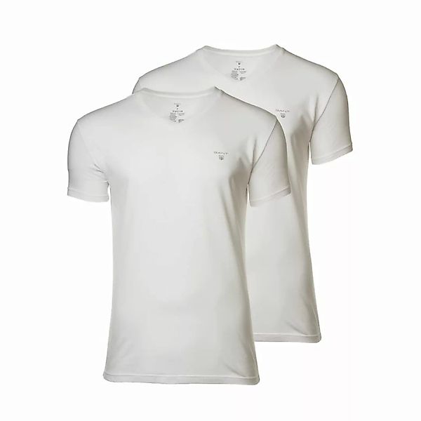 GANT Herren T-Shirt V-Ausschnitt 2er Pack - Baumwolle, V-Neck, kurzarm, Wei günstig online kaufen