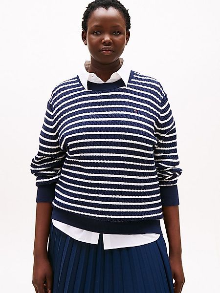 Tommy Hilfiger Curve Strickpullover CRV CO CABLE FINE GG C-NK LS SWT in gro günstig online kaufen
