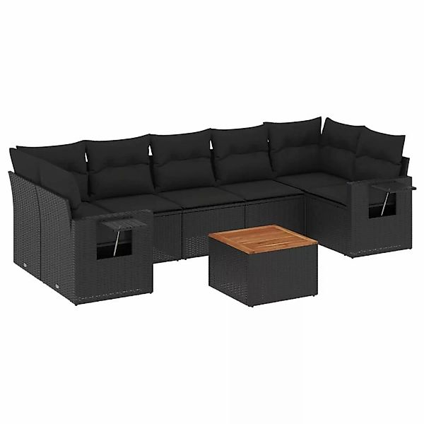 vidaXL 8-tlg Garten-Sofagarnitur mit Kissen Schwarz Poly Rattan Modell 213 günstig online kaufen