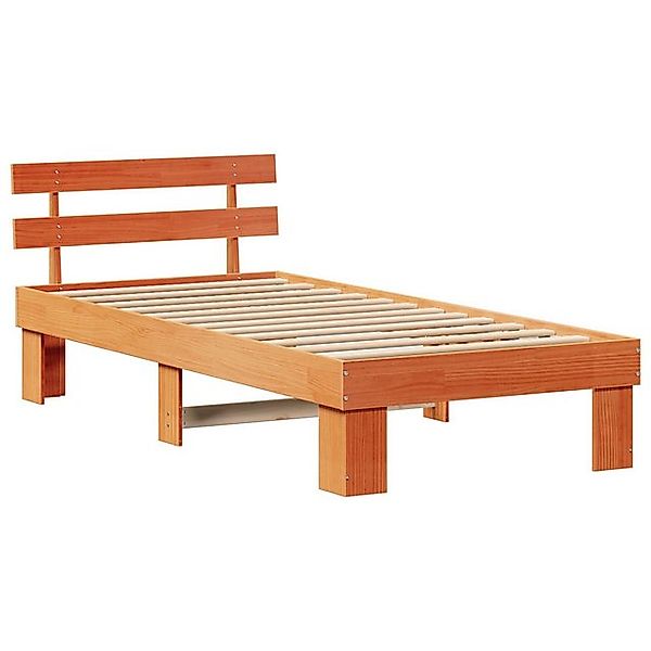 vidaXL Bett Bettgestell mit Kopfteil Wachsbrown 75x190 cm Massivholz Kiefer günstig online kaufen