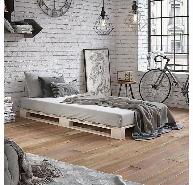 VitaliSpa® Massivholzbett Palettenbett Holzbett Palettenmöbel 90 x 200 cm N günstig online kaufen