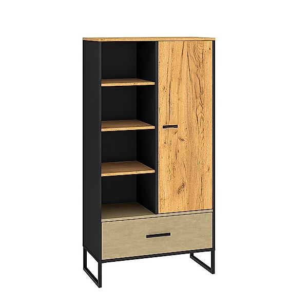 Lomadox Highboard CASPER-131, schwarz, Eiche, sandfarben, günstig online kaufen