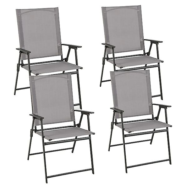 Costway 4er Set Gartenstühle Klappbar Wetterfest Stoff Schwarz günstig online kaufen