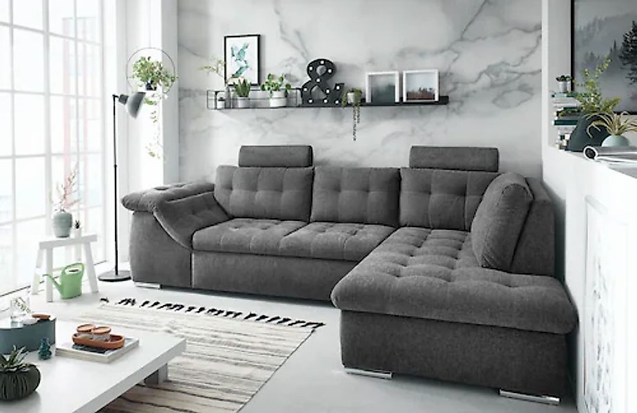 ED EXCITING DESIGN Ecksofa »Oman L-Form« mit Bettfunktion, Bettkasten, Armt günstig online kaufen
