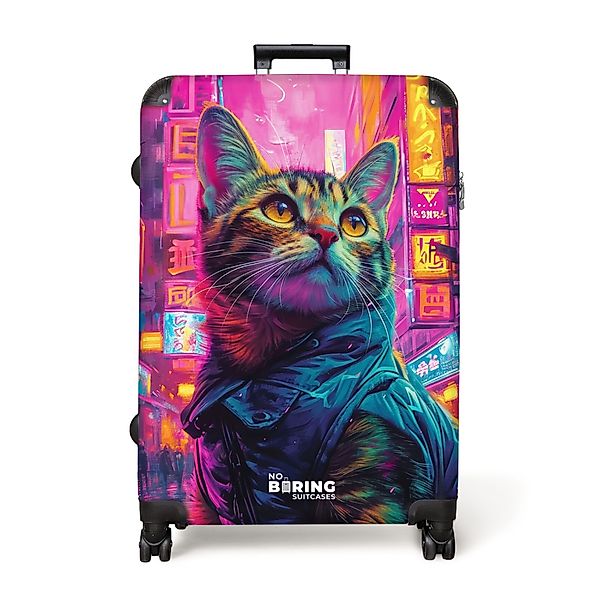 NoBoringSuitcases.com© Hartschalen-Trolley Katze mit Mantel in günstig online kaufen